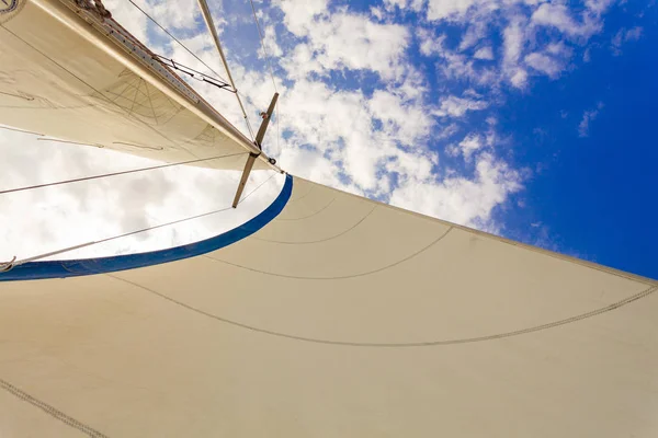 Detailed closeup of sail on sailboat — Stock Photo, Image