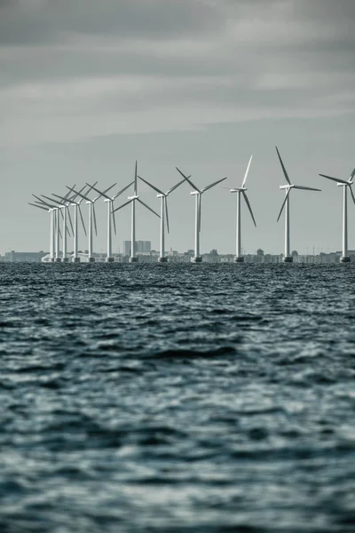 Wind turbines farm in Baltic Sea, Denmark — Stock Photo, Image