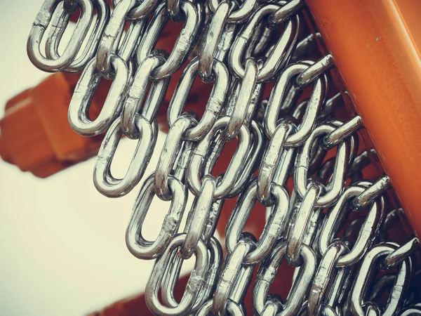 Detailed closeup, lot of silver chains — Stock Photo, Image