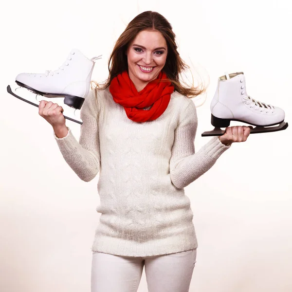 Loca chica con patines de hielo . —  Fotos de Stock