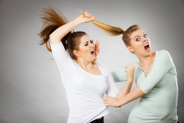 Två aggressiva kvinnor ha argumentera kampen — Stockfoto