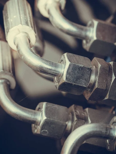 Industriële gedetailleerde pneumatische, hydraulische stalen pomp — Stockfoto