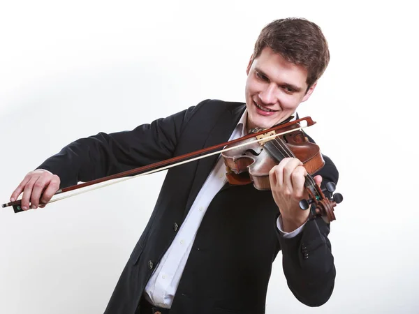 Чоловік одягнений елегантно грає на скрипці — стокове фото