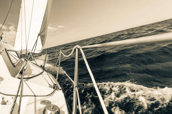 Yachting yacht sailboat sailing in sea ocean — Stock Photo, Image