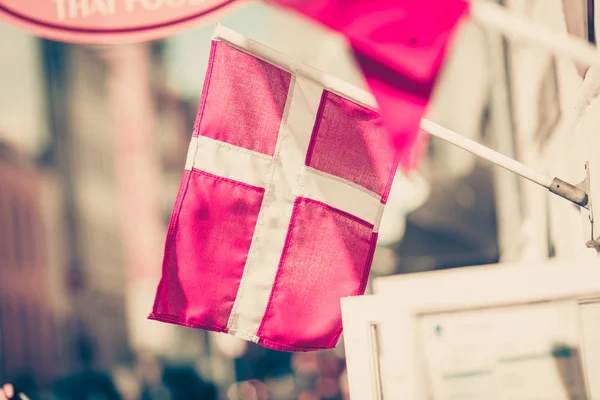 Closeup of small Denmark national flag — Stock Photo, Image