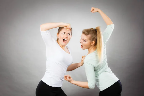 Dva agresivní ženy s tvrdí, že boj — Stock fotografie