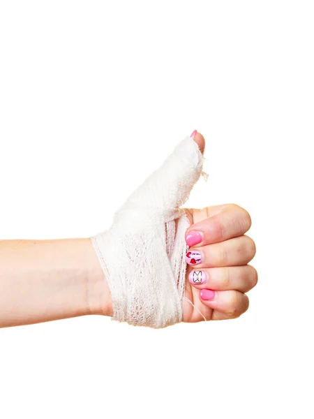 Hand tied elastic bandage on a white background — Stock Photo, Image