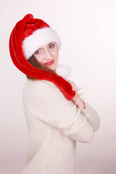 Mujer con sombrero de Santa Claus — Foto de Stock