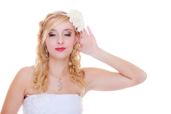 Happy bride posing for marriage photo — Stock Photo, Image