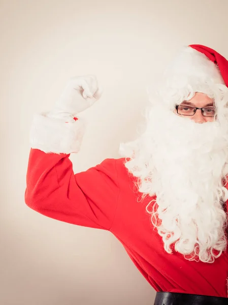 Christmas Santa Claus met hand omhoog — Stockfoto