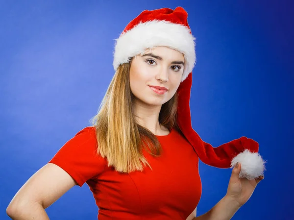 Happy woman wearing Santa Claus helper costume — Stock Photo, Image