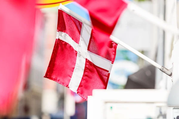 Closeup of small Denmark national flag — Stock Photo, Image