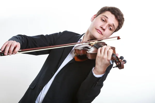 Uomo uomo vestito elegantemente suonare il violino — Foto Stock