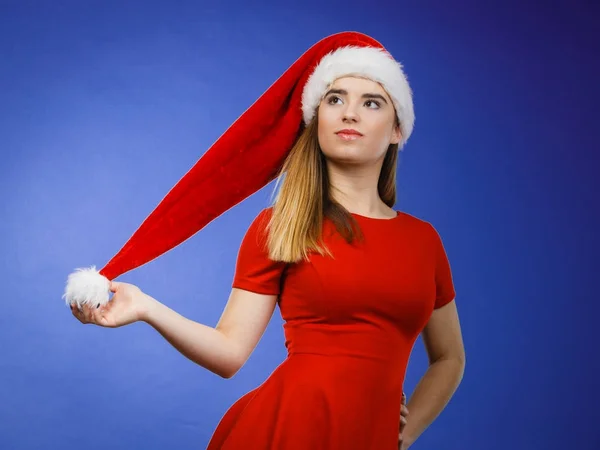 Woman wearing Santa Claus helper costume — Stock Photo, Image