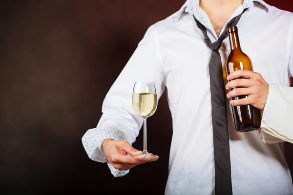 Waiter serving wine bottle. — Stock Photo, Image