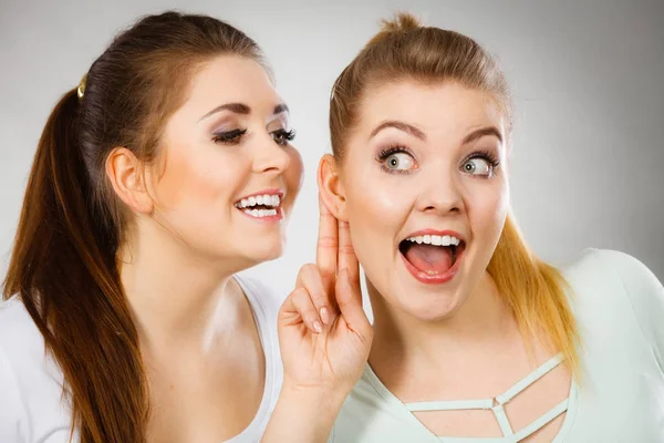 Twee vrouwen vertellen gossip — Stockfoto