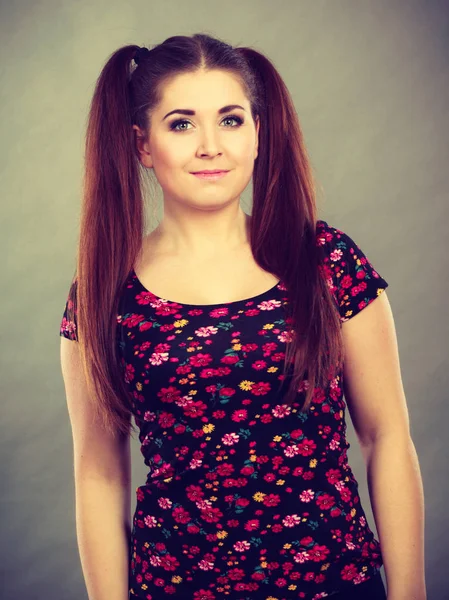 Happy teenager girl with ponytails — Stock Photo, Image