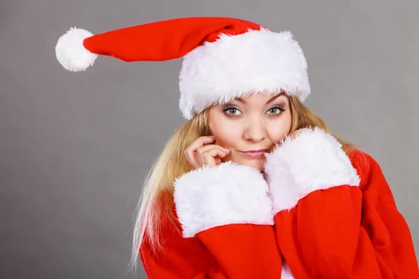 Happy woman wearing Santa Claus helper costume — Stock Photo, Image