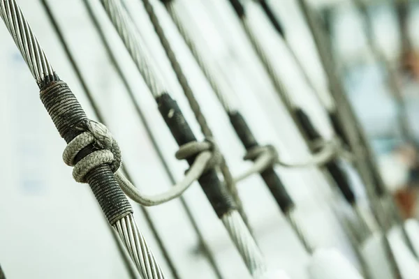 Detailed closeup of mast rigging on sail boat — Stock Photo, Image