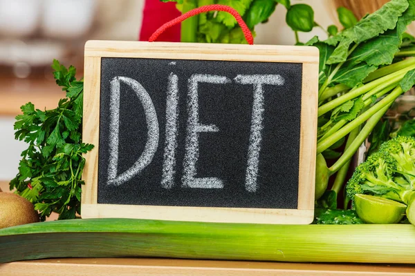 Yeşil diyet sebze, diyet işareti — Stok fotoğraf