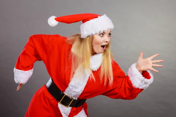 Happy woman wearing Santa Claus helper costume — Stock Photo, Image