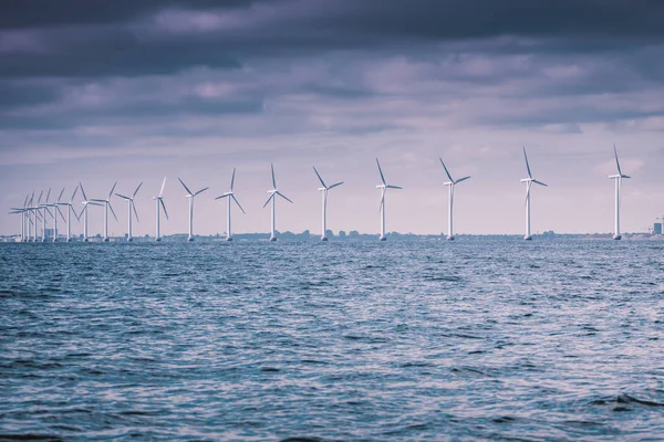 Wind turbines farm in Baltic Sea, Denmark