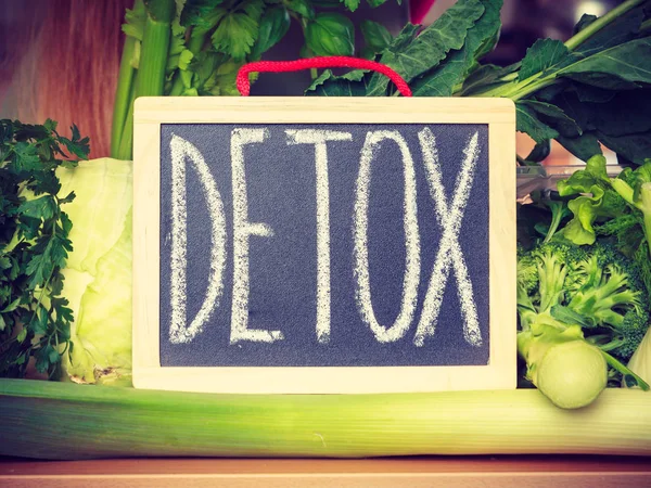 Zielone warzywa dieta i detox znak — Zdjęcie stockowe