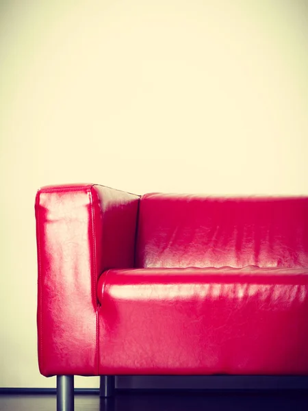 Detailed closeup leather red sofa — Stock Photo, Image