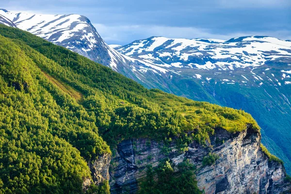 View on Geirangerfjord from Flydasjuvet viewpoint Norway — Stock Photo, Image