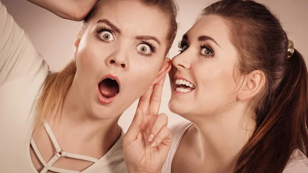Twee vrouwen vertellen gossip — Stockfoto