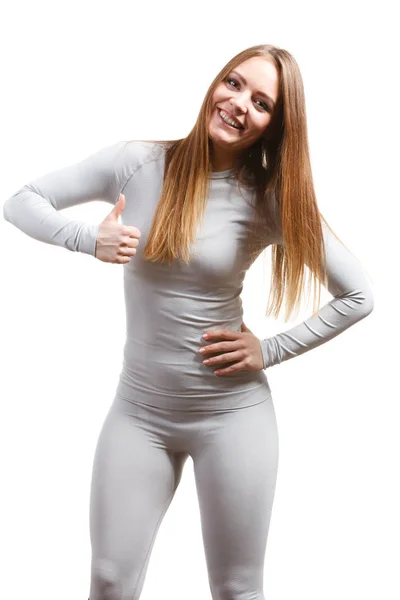 Ajuste femenino usando ropa interior termoactiva — Foto de Stock