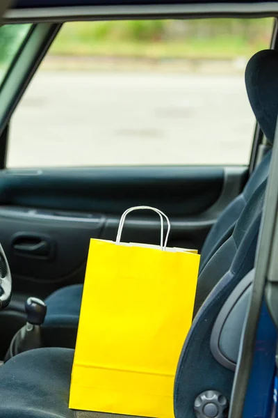 Bag on driver seat. — Stock Photo, Image