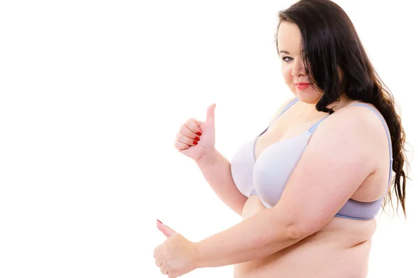 Big woman in bra, body positive. — Stock Photo, Image