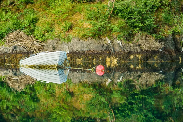 Su, Norveç Fiyordu küçük tekne — Stok fotoğraf