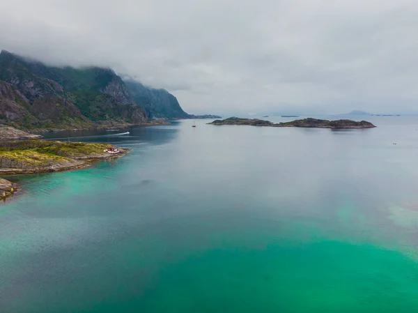 Vista aérea. Lofoten ilhas paisagem, Noruega — Fotografia de Stock