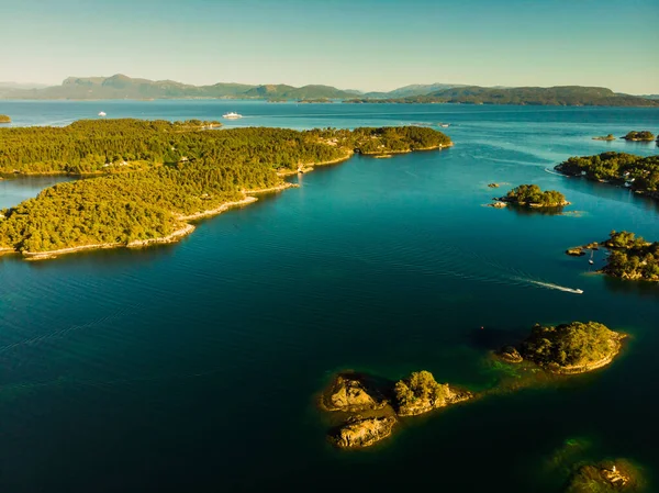 Aerial view. Fjord landscape near Bergen, Norway — Stock Photo, Image