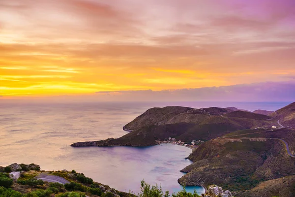 Costa griega al amanecer Peloponeso Mani — Foto de Stock