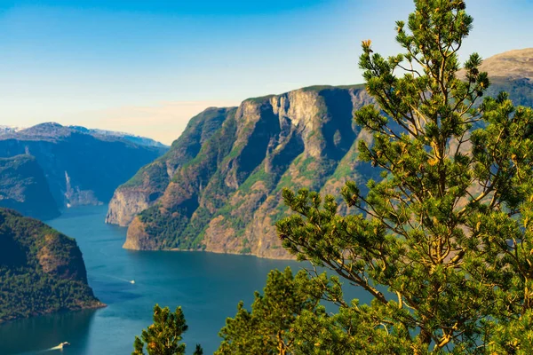 Paisaje de fiordos Aurlandsfjord en Noruega — Foto de Stock