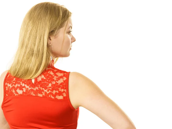 Woman wearing red top — Stock Photo, Image