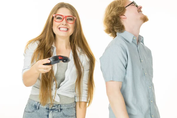 Juegos pareja jugando juegos — Foto de Stock