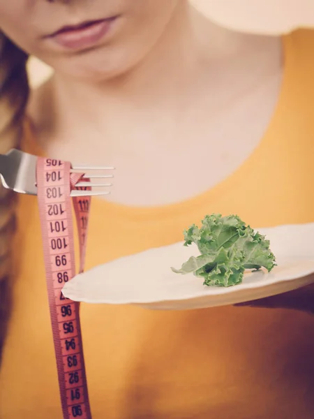 Woman with diet lettuce meal — Stock Photo, Image