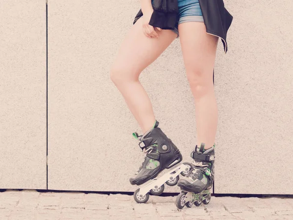 Sexy woman wearing roller skates — Stock Photo, Image