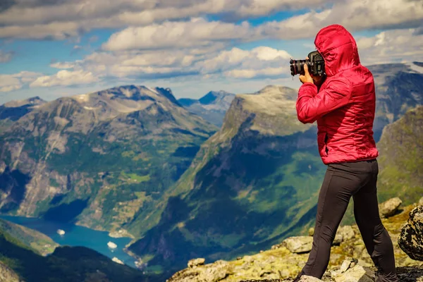 Fotografia turistica dal punto di vista Dalsnibba Norvegia — Foto Stock