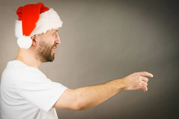 Kerstman wijzend met vinger — Stockfoto