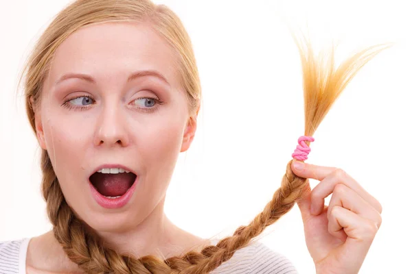 Blonde girl with braid hair — Stock Photo, Image