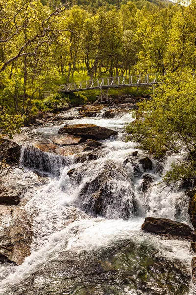 Waterfall along the Aurlandsfjellet Norway — Stock Photo, Image