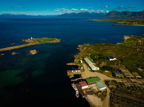 Faro Hovsund Islas Lofoten Noruega — Foto de Stock