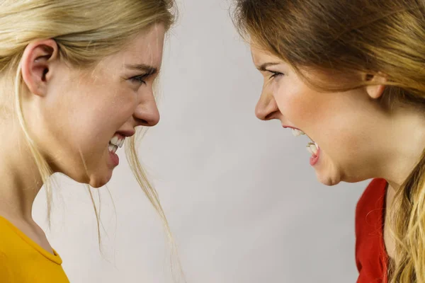 Raiva meninas fúria gritando uns com os outros — Fotografia de Stock