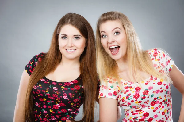 Dos amigas felices divirtiéndose — Foto de Stock