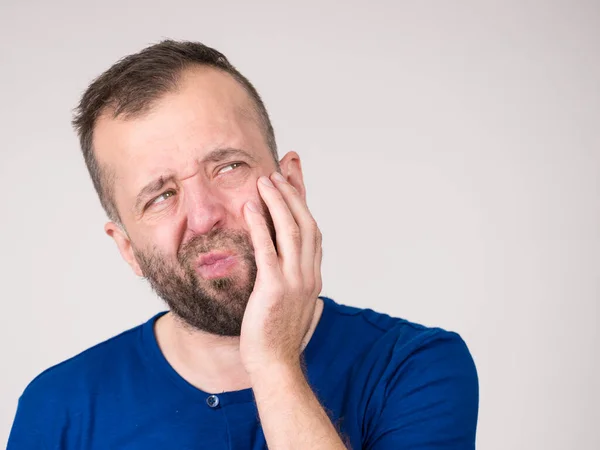 Портрет Взрослого Мужчины Страдающего Зубной Болью Стоматологические Проблемы Проблемы Здоровьем — стоковое фото